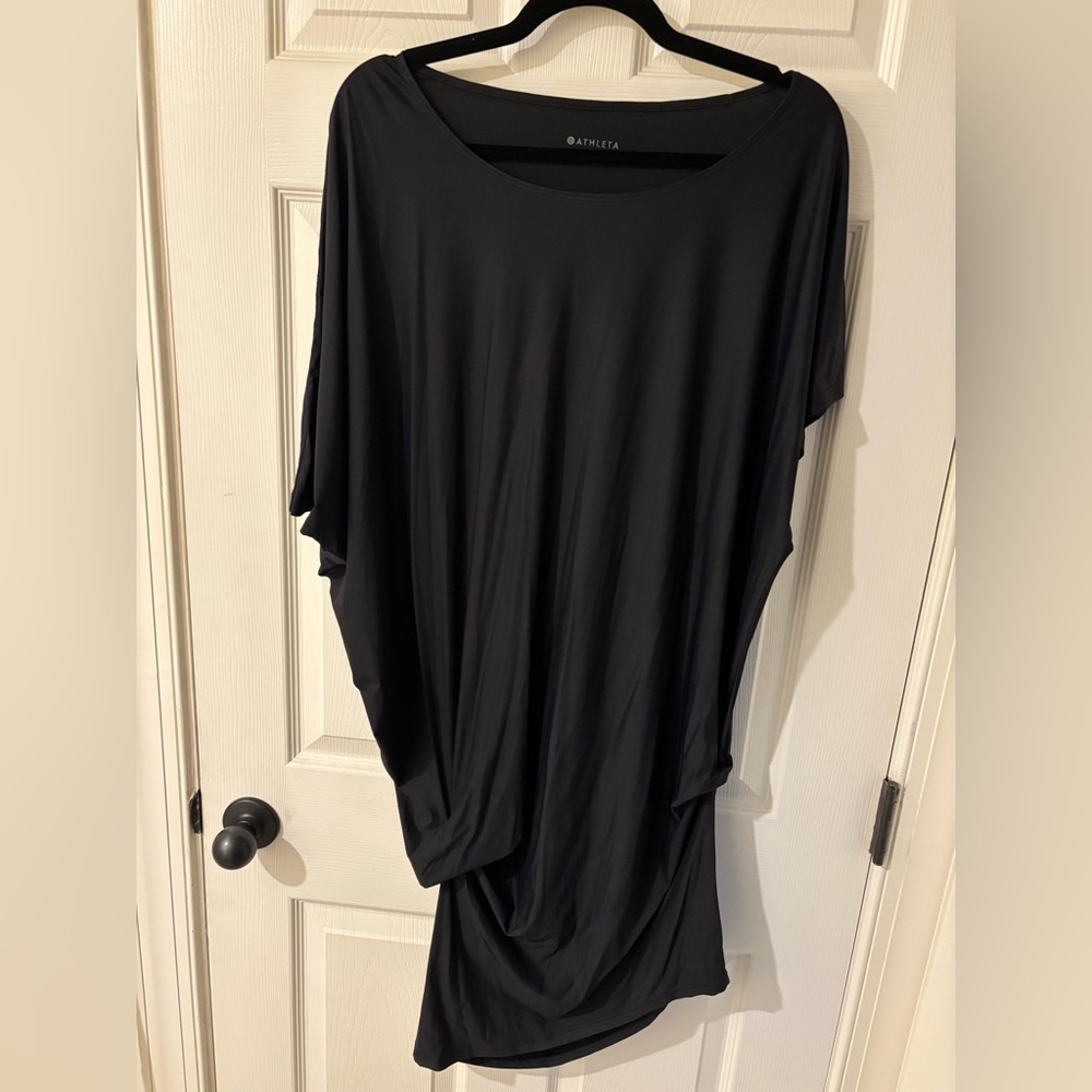 Athleta Black Asymmetrical Dress Wing Sleeves Medium